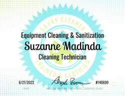 Suzanne Madinda Equipment Cleaning and Sanitization Savvy Cleaner Training