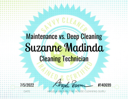 Suzanne Madinda Maintenance vs. Deep Cleaning Savvy Cleaner Training