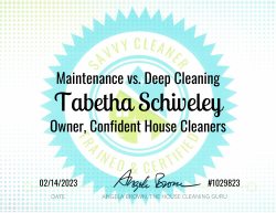 Tabetha Schiveley Maintenance vs. Deep Cleaning Savvy Cleaner Training