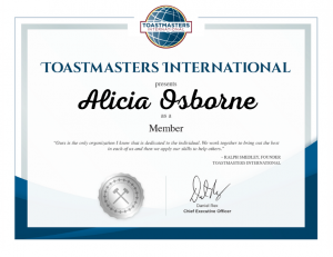 Toastmasters Certificate