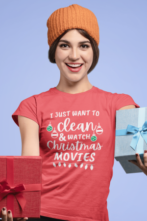 Watch Christmas Movies Savvy Cleaner Funny Cleaning Shirts Women's Standard Tee