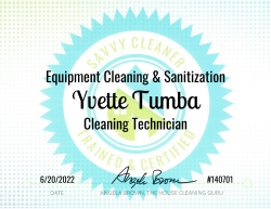 Yvette Tumba Equipment Cleaning and Sanitization Savvy Cleaner Training